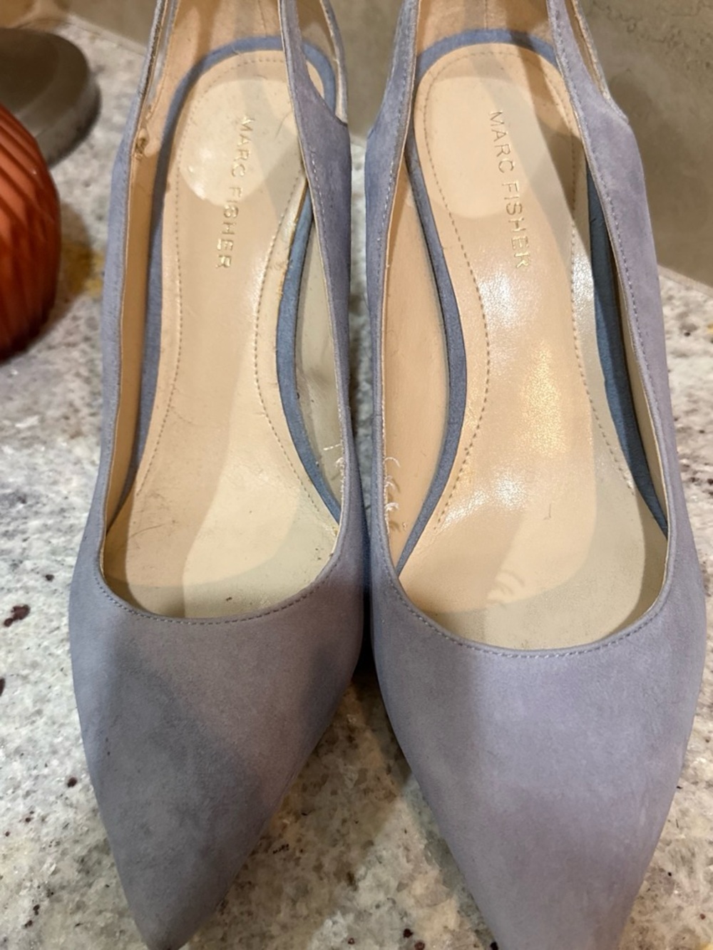 Marc Fisher Women’s Pointed Toe Slingback Pumps in periwinkle blue
